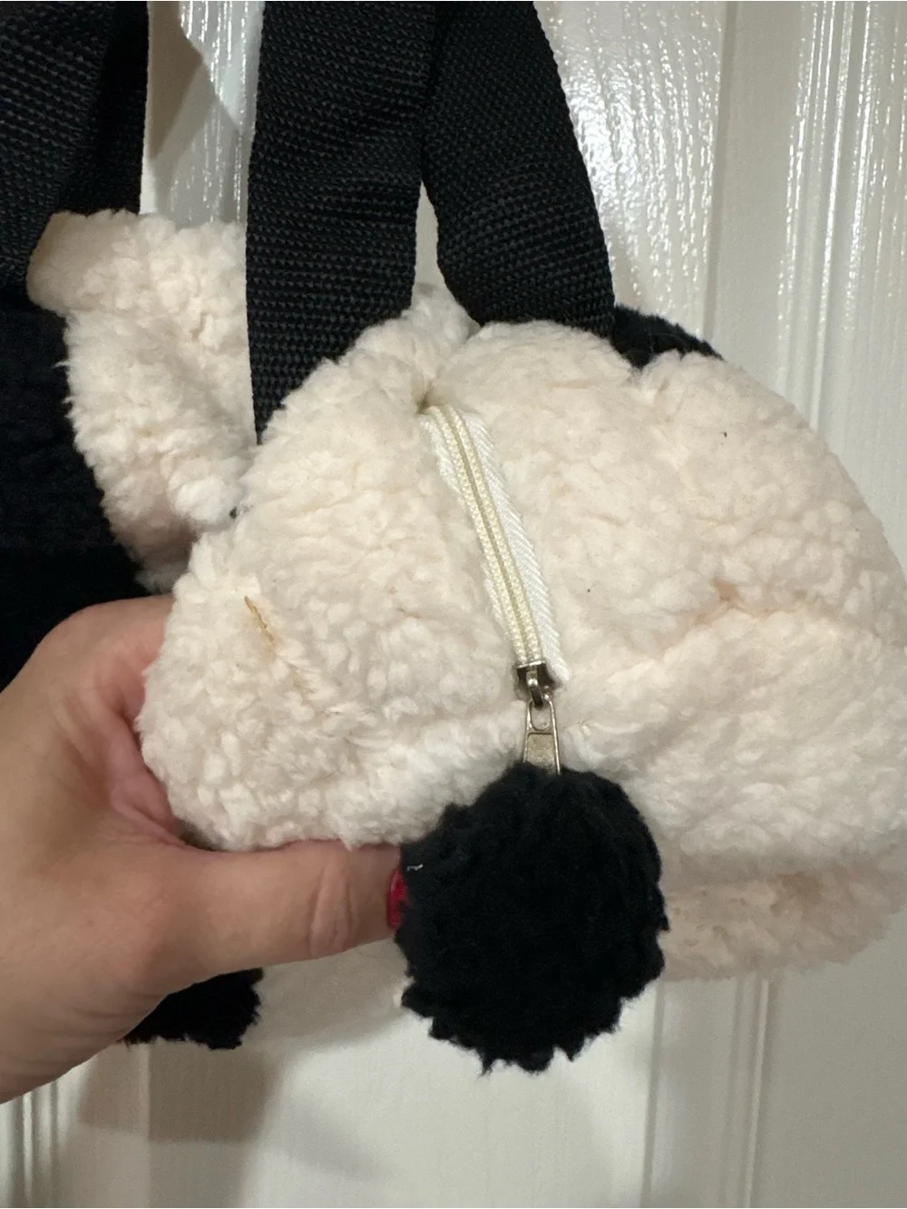 NWOT- Kids Plush Panda Tote Bag in White and Black